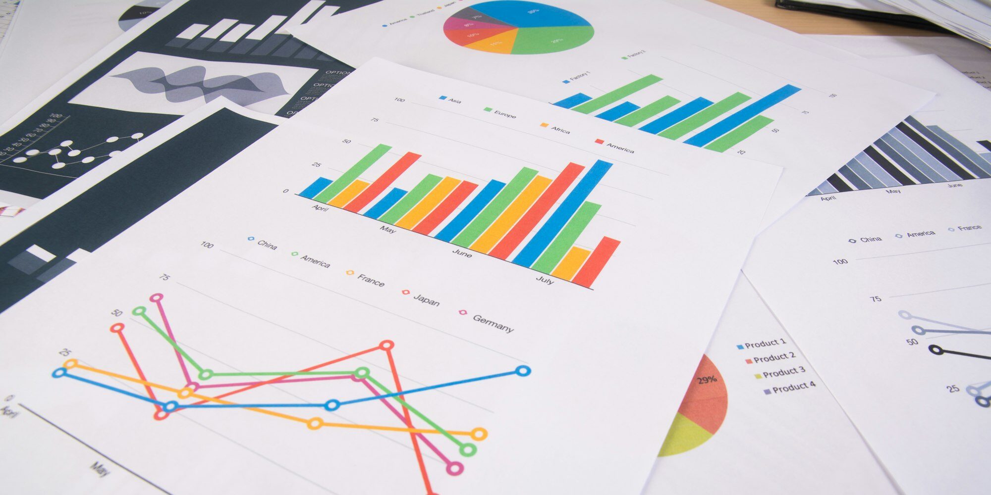 Business report. Graphs and charts. Business reports and pile of documents. Business concept.