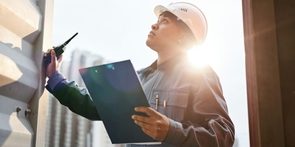 Dock worker in sunlight